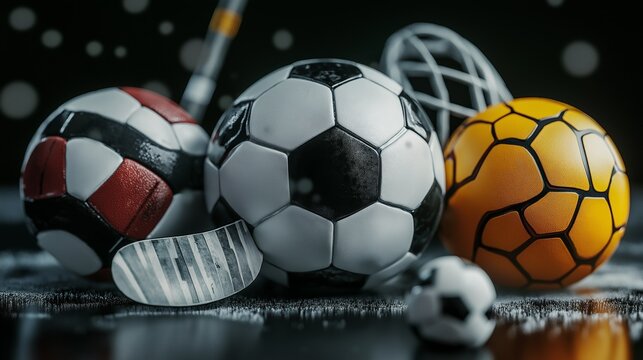 A collection of various sports balls including soccer balls, basketballs, volleyballs and baseballs.