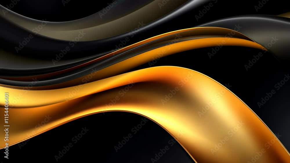 Leinwandbilder video with shimmering gold wave flowing over an abstract black background offers elegance and luxury