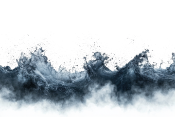 rough sea ocean dark deep blue color with big waves tsunami hurricane storm on transparent background
