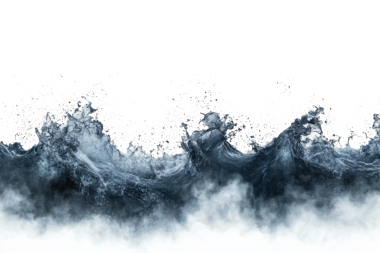 rough sea ocean dark deep blue color with big waves tsunami hurricane storm on transparent background
