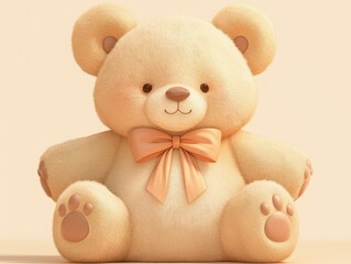 Fototapeta premium A cute teddy bear with a bow, designed for comfort and companionship.