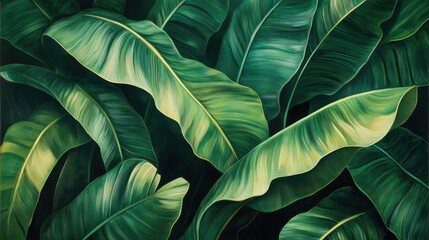 Obraz premium Hojas verdes tropicales