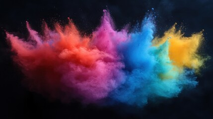 Vibrant color powder explosion on black.