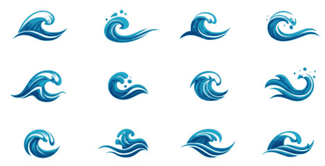 Fototapeta premium set of ocean wave abstract water logo