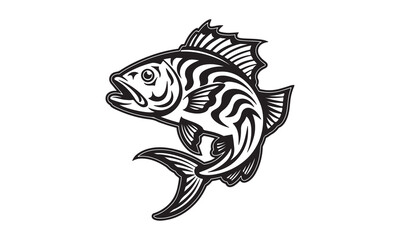 Cute Fish Illustration. Set of fish vector illustration for fishing logo. Cartoon, Clipart, and Line Art Design Adorable fish illustration, ideal for cartoons, and creative design projects.