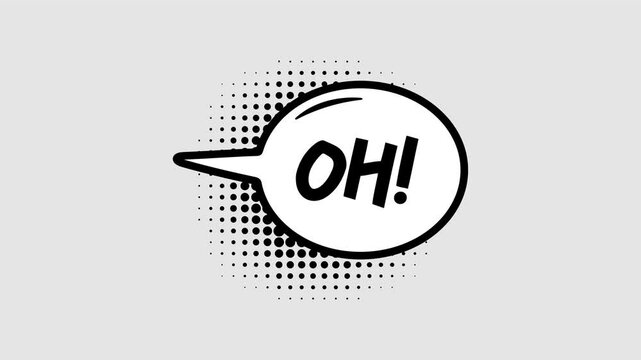 Comic speech bubbles with halftone shadows in pop art style graphic animation. Alpha channel. Transparent background motion design. 4K resolution