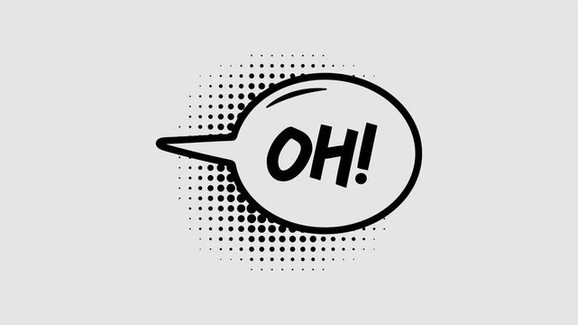 Comic speech bubbles with halftone shadows in pop art style graphic animation. Alpha channel. Transparent background motion design. 4K resolution