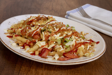 Colombian food, creole salchipapa