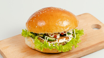 Burger on tray 