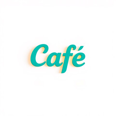 Minimalist 3D Café Logo with Teal Typography and Subtle Shadow Effects on Clean White Background