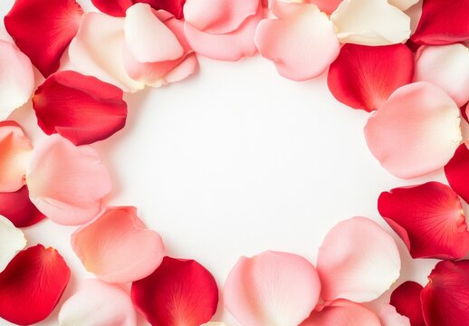 Framed display of the colorful pink and red petals of peons