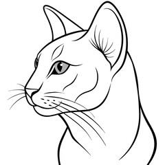 Elegant line art cat profile, black and white vector for modern decor.