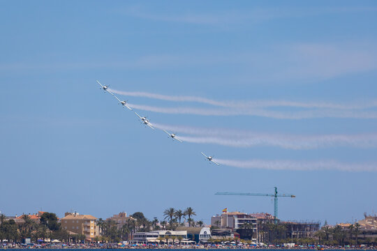 Aerobatic Team Flying in Formation at San Javier Airshow