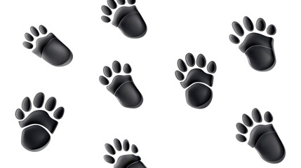 Fototapeta premium Collection of Bold Bigfoot Footprint Illustrations Emphasizing Detailed Impressions, Placed on a Seamless White Field.