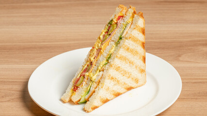 Club sandwich sliced isolated