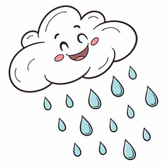 Obraz premium cartoon cloud raining drops
