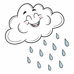 Obraz premium cartoon cloud raining drops