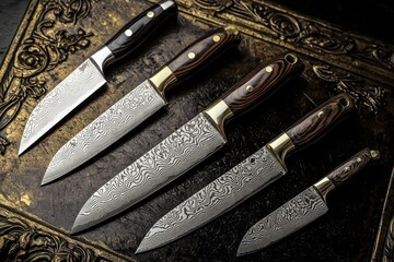 Stylish kitchen knives displayed for culinary enthusiasts