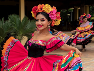 WOMAN TRADITIONAL DRESSL. latin american, mexican, traditional, folklore, regional colorful, dancer