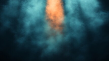 Fototapeta premium Orange light beam through teal smoke.