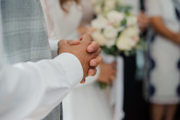 Intimate Moments of a Wedding Ceremony with Bride and Groom