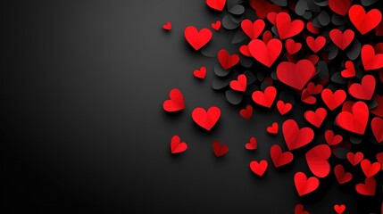 Red and black hearts on dark background. (1)