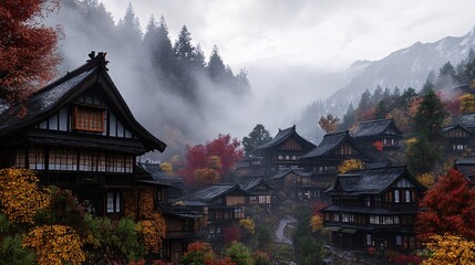 The jungle with mountain, foggy background