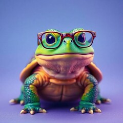 A frog with spectacles on, animal concept