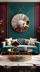 Art Deco Inspired Living Room - Sumptuous Colors and Luxe Designs Imbuing Opulence
