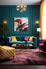 Art Deco Inspired Living Room - Sumptuous Colors and Luxe Designs Imbuing Opulence