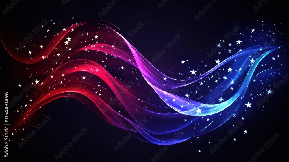 Aufkleber Flowing American flag design with vibrant colors and starry background creating a patriotic atmosphere. Generative AI
