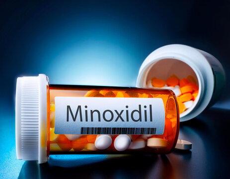 Minoxidil pills in a prescription bottle
