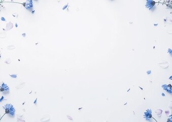 Obraz premium A simple background with a repeated Border pattern of Blue Cornflower