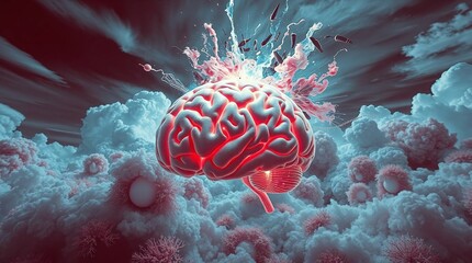 3d rendered illustration of a human brain with various colors, portraying creative mind, thought process, bright brain