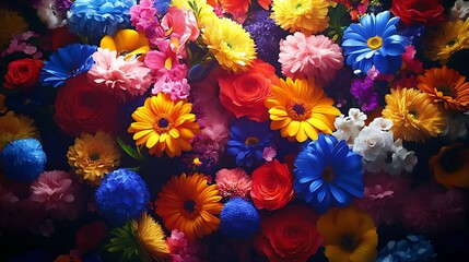 Vibrant Assortment of Colorful Flowers Creating a Lush Visual Feast : Generative AI