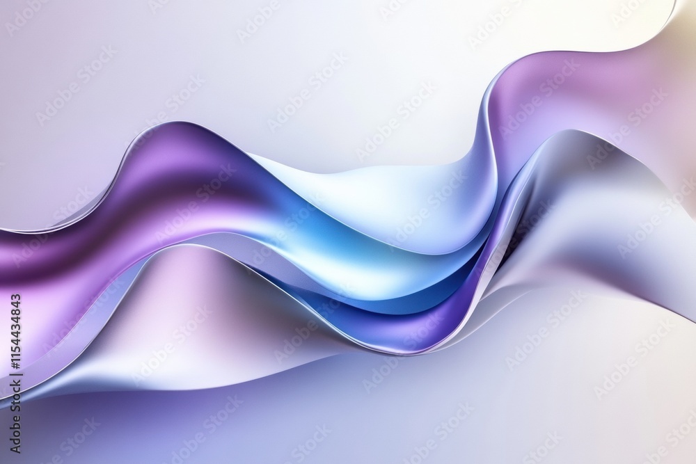 Poster Colorful abstract 3D wave design showcasing flowing shapes blending purple and blue tones in a smooth gradient. Generative AI