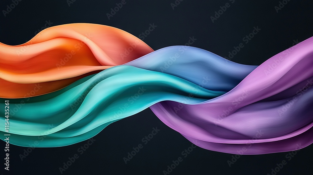 Poster a close-up of multicolored waves on black background with a blue sky in the background