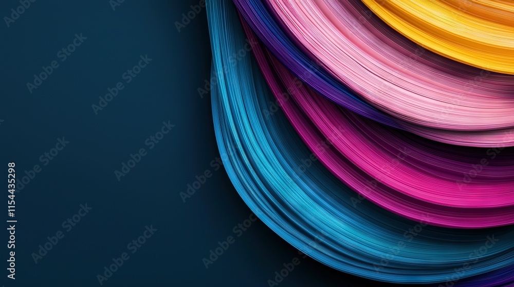 Poster group of colored waves on dark blue backdrop with space for text or image