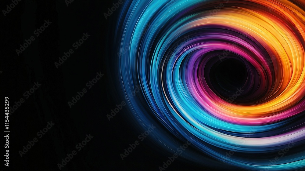 Poster a black background with a multicolored circular design centered in the circle