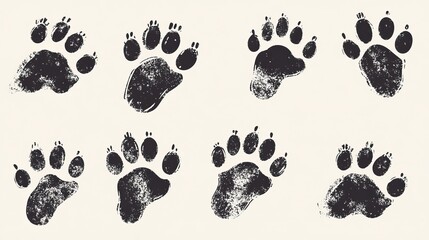 Fototapeta premium Hand-Drawn Doodle Animal Footprints Vector Illustration