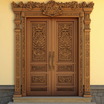 Door gate with Javanese style ornaments. AI Generated