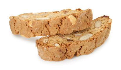 Traditional Italian almond biscuits (Cantucci) isolated on white