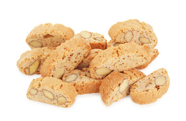 Traditional Italian almond biscuits (Cantucci) isolated on white