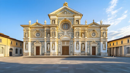 Obraz premium Stunning Baroque basilica in Florence Italy with marble facade and intricate carvings