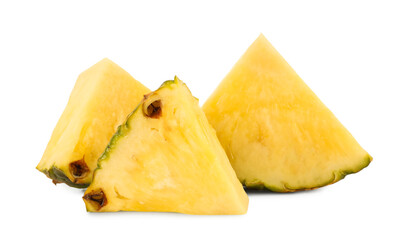 Pieces of juicy pineapple isolated on white