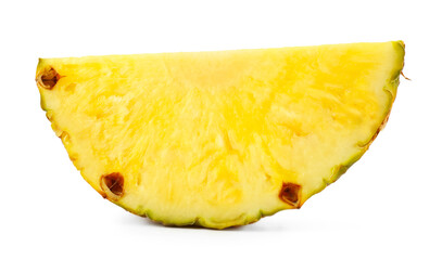 One slice of ripe pineapple isolated on white