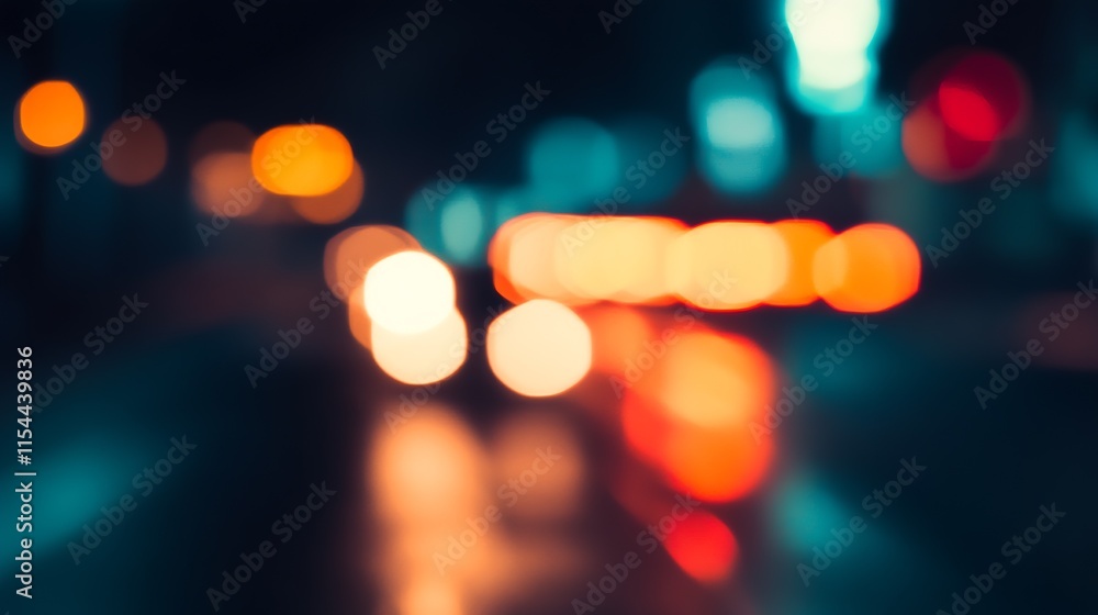 Poster abstract artistic bokeh of city lights at night with soft focus : generative ai