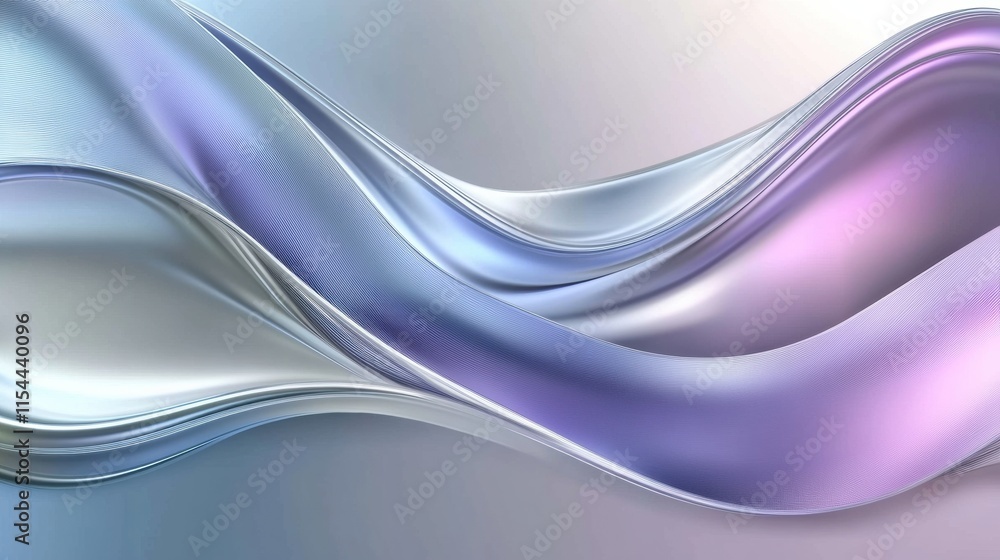 Leinwandbilder dynamic abstract 3d rendering featuring flowing shapes in soft purple, silver, and light blue hues. 