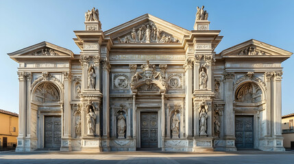 Obraz premium Stunning Baroque basilica in Florence Italy with marble facade and intricate carvings