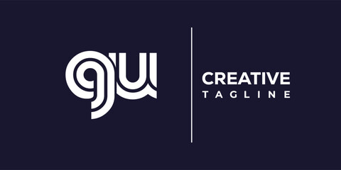 Fototapeta premium Q and U logo design. QU abstract Letters Logo Monogram. This logo design is the process of creating a visual symbol that represents a brand, company, or individual.